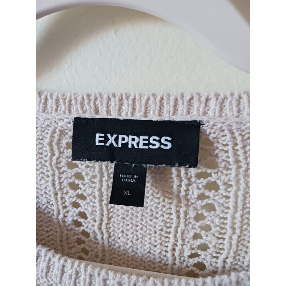 Express Cream Ruffle Cable Knit Sweater - Picture 3 of 8